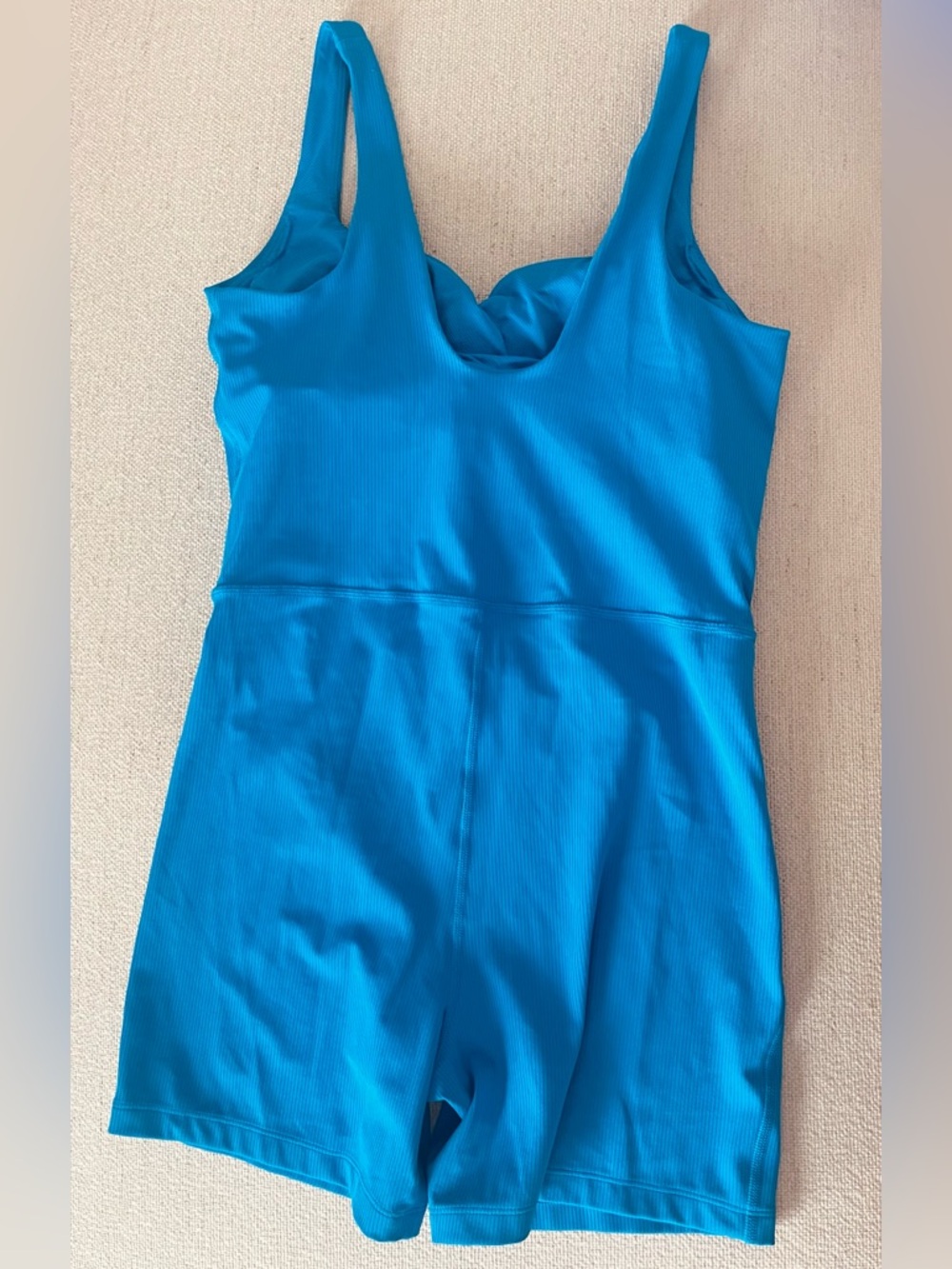 All in Motion blue ribbed active romper sweetheart neckline size medium